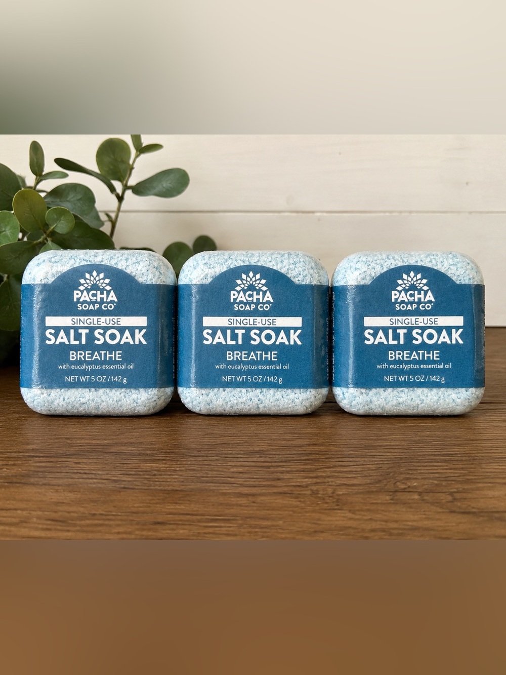 Pacha Soap Co Breathe Salt Soak Lot of 3 Eucalyptus Peppermint New